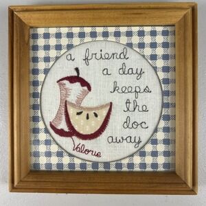 Vintage Folk Art Apple Fruit Cross Stitch By Valerie's Folk Art Applique  6‎ x 6